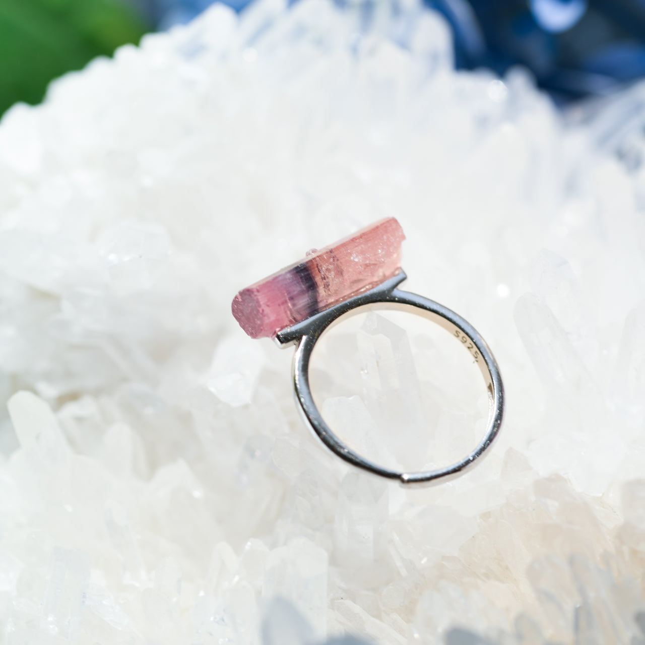 Tourmaline Raw Stone Ring - One of a Kind - handmade natural mineral jewelry by TROZO, made in Japan (view 4)