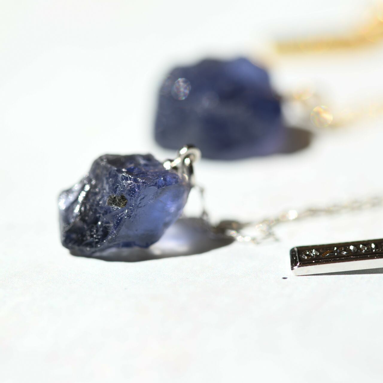 Iolite Raw Stone Necklace | Handmade Natural Stone Jewelry