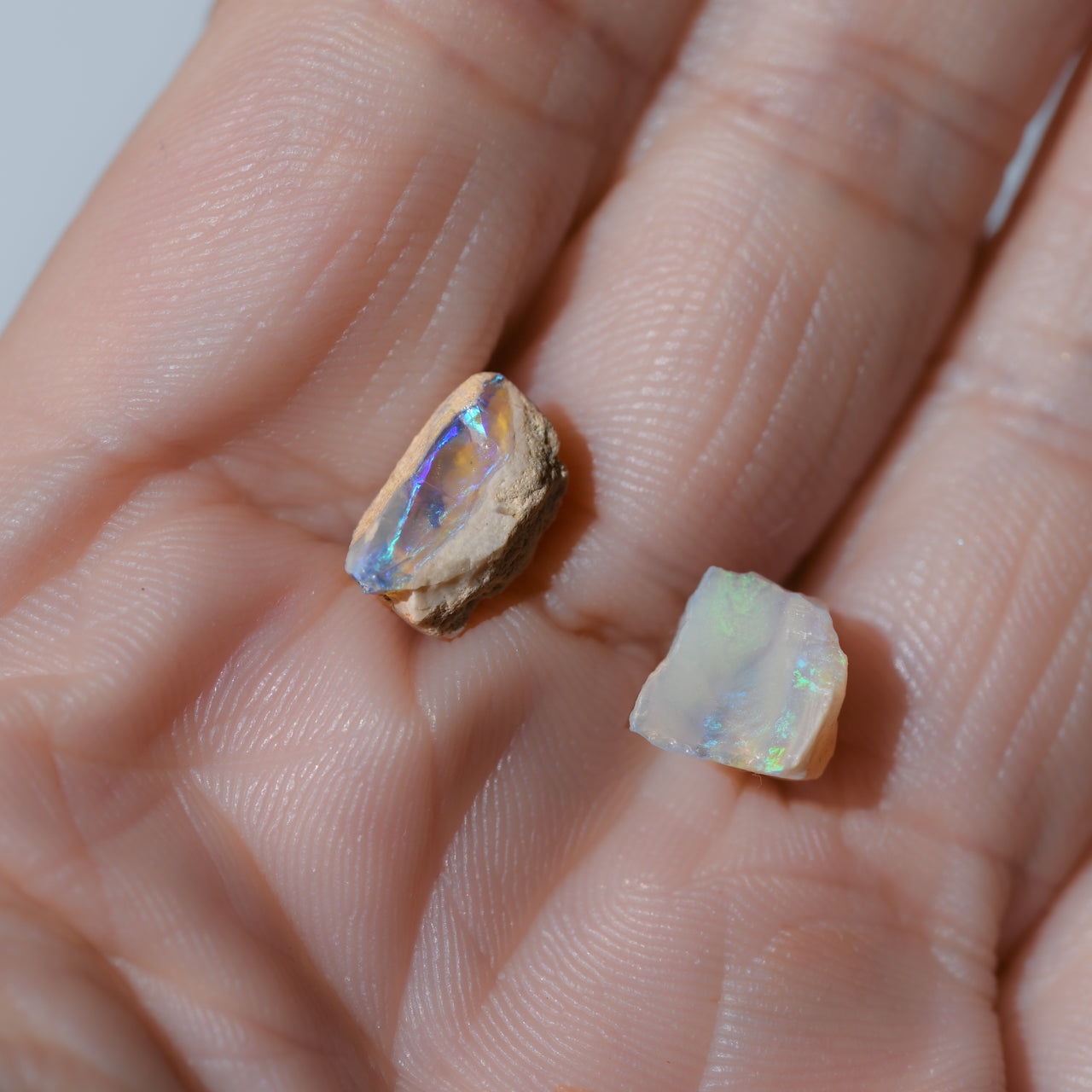 Black Opal Raw Stone Earrings - One of a Kind - handmade natural mineral jewelry by TROZO, made in Japan (view 6)