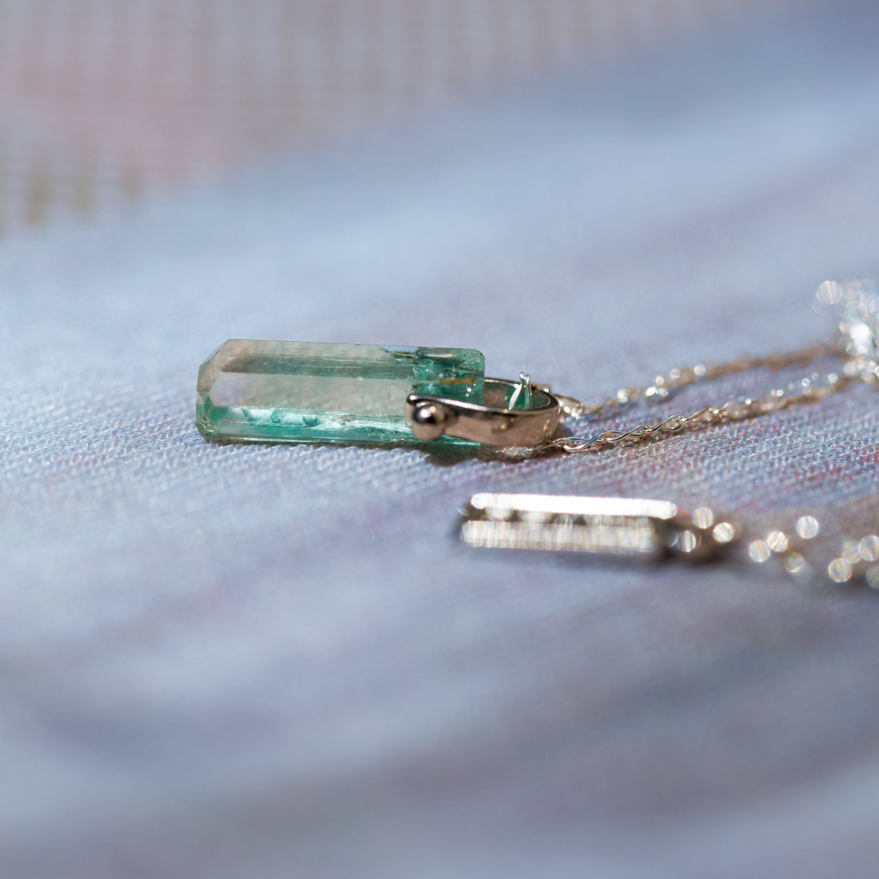 Emerald Raw Stone Necklace - One of a Kind - handmade natural mineral jewelry by TROZO, made in Japan (view 2)