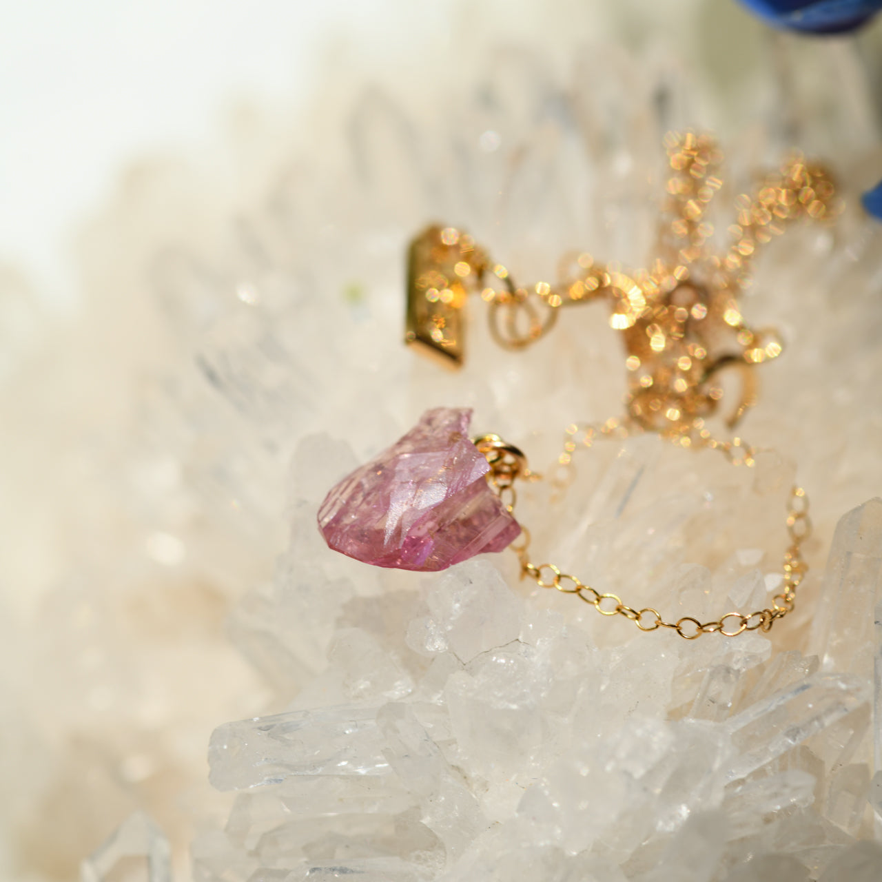 Zoisite Raw Stone 14KGF Necklace - One of a Kind - handmade natural mineral jewelry by TROZO, made in Japan (view 2)