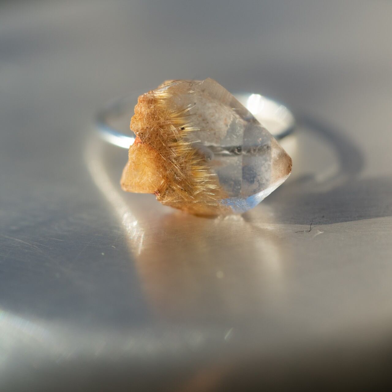 [One of a kind] Rutile Quartz Raw Stone Ring | Handmade Natural Stone Jewelry [Stay Gold Collection]