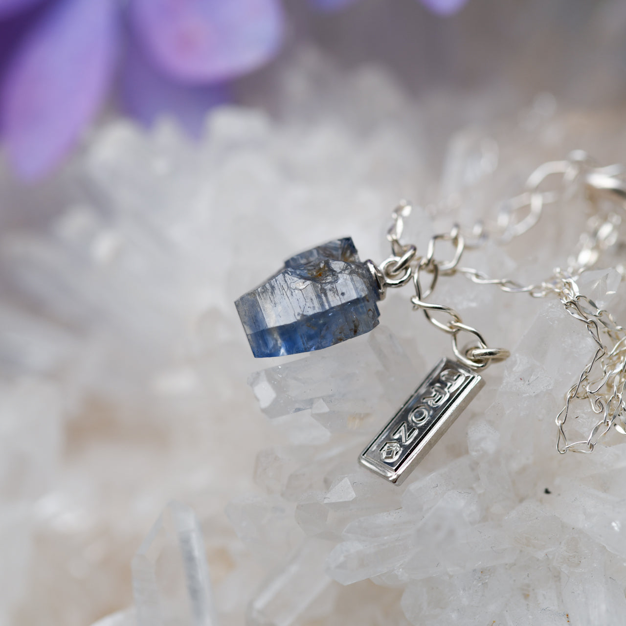 Sapphire Raw Stone Necklace - One of a Kind - handmade natural mineral jewelry by TROZO, made in Japan (view 3)