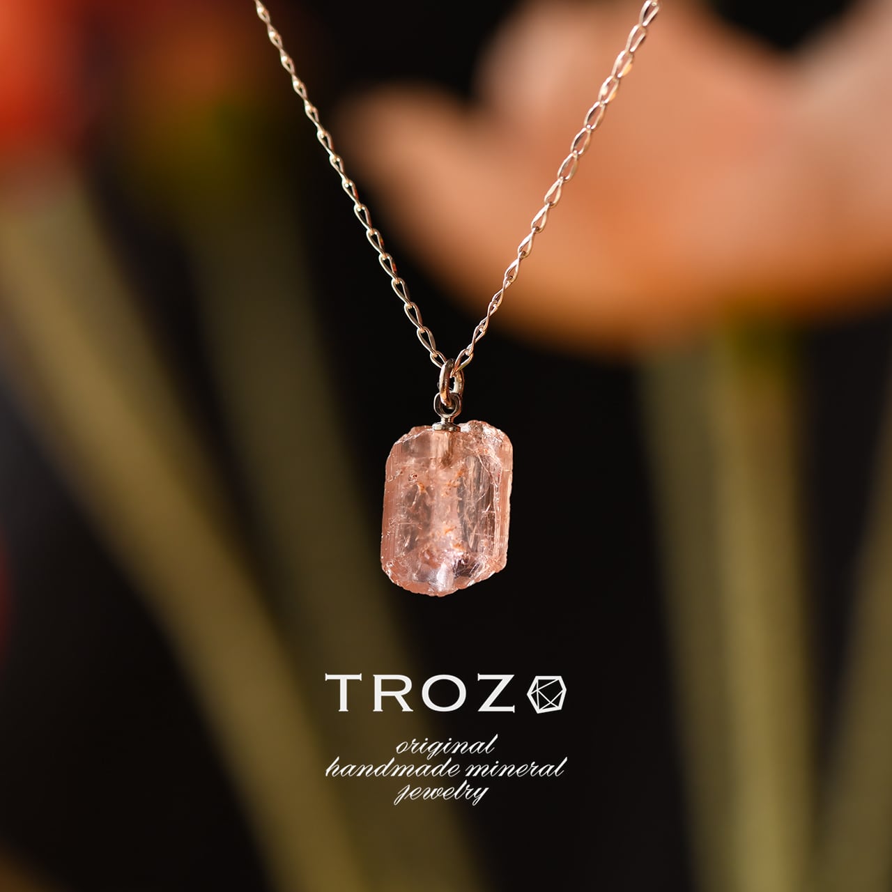 [One of a kind] imperial Topaz Raw Stone Sterling Silver Necklace | Handmade Natural Stone Jewelry [Poppy Collection]