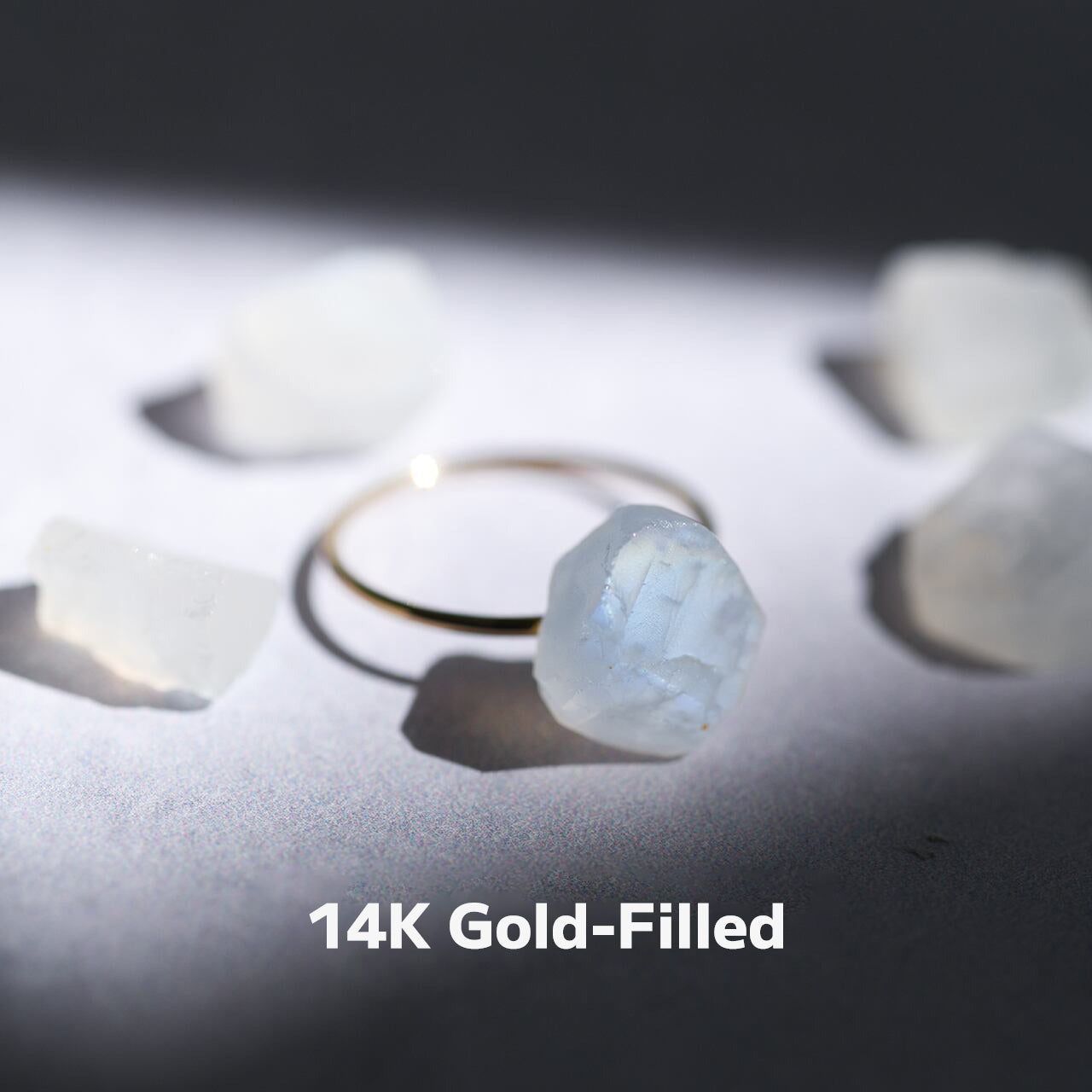 Moonstone Raw Stone Ring | Handmade Natural Stone Jewelry