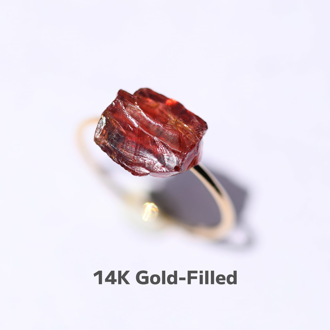 Garnet Raw Stone Ring | Handmade Natural Stone Jewelry