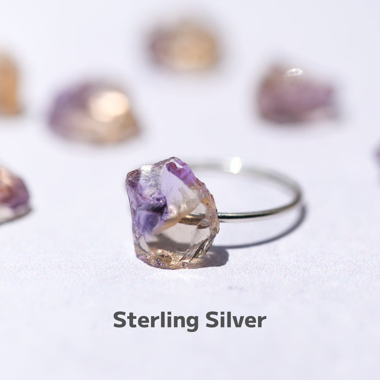 Ametrine Raw Stone Ring | Handmade Natural Stone Jewelry