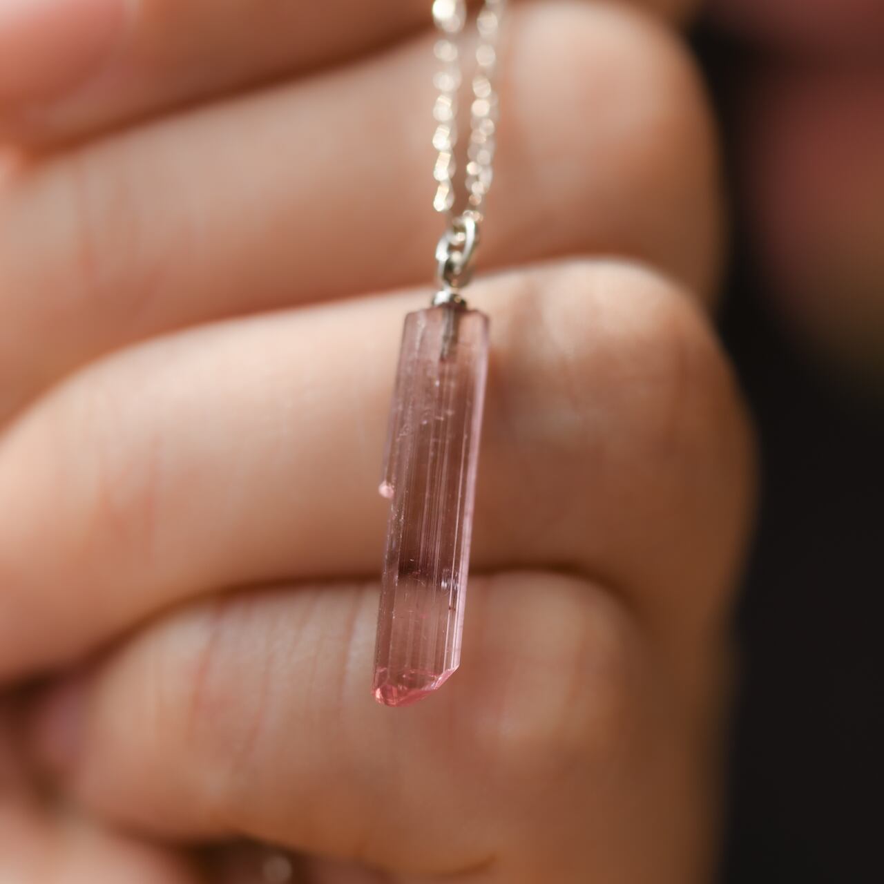 [One of a kind] Tourmaline Raw Stone Sterling Silver Necklace | Handmade Natural Stone Jewelry [Poppy Collection]