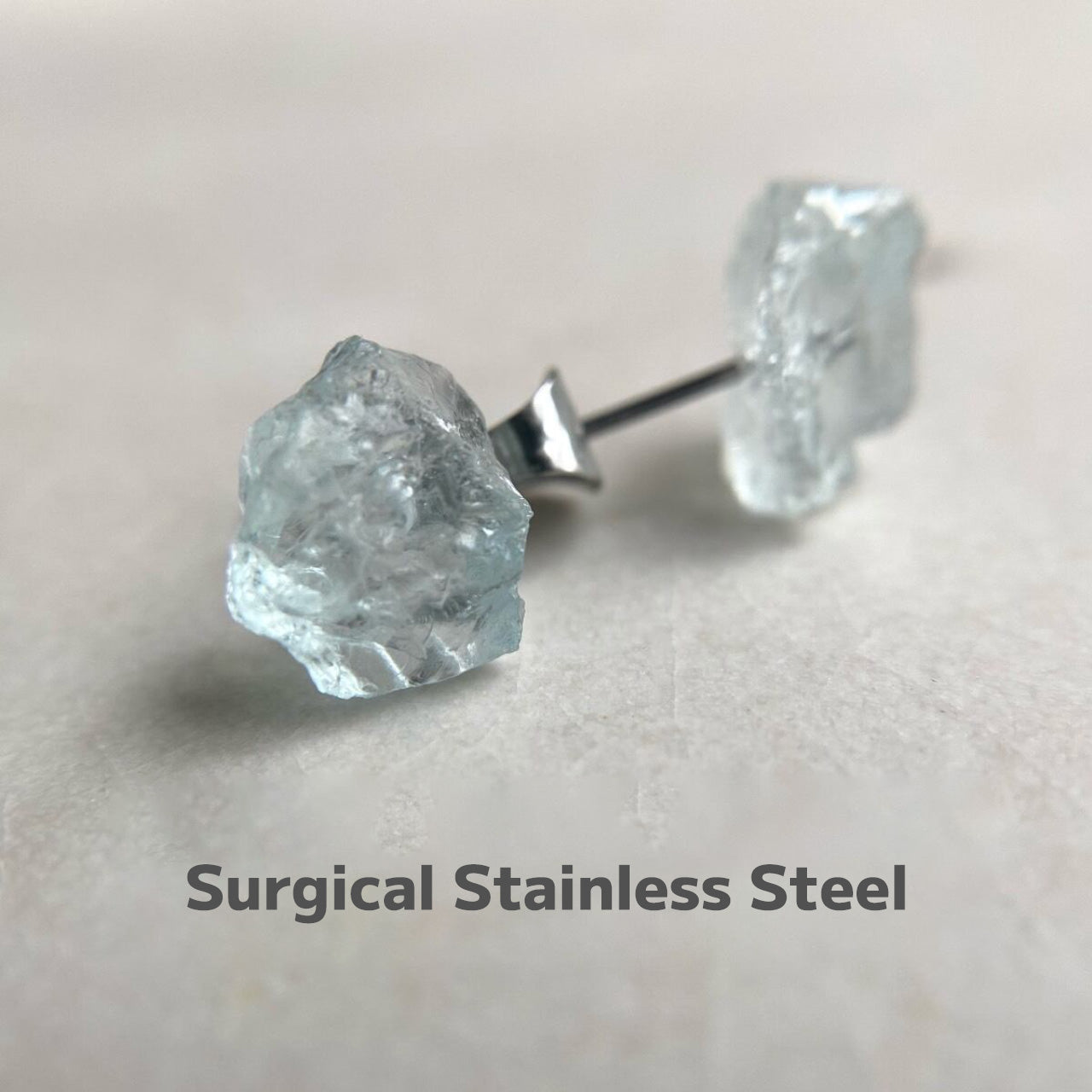 Aquamarine Raw Stone Earrings | Handmade Natural Stone Jewelry