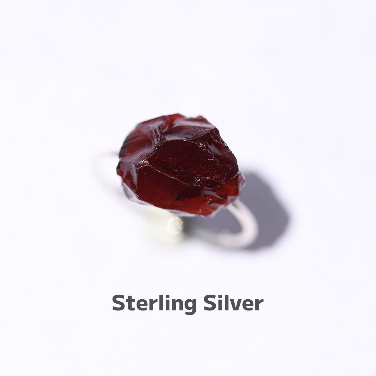 Garnet Raw Stone Ring | Handmade Natural Stone Jewelry