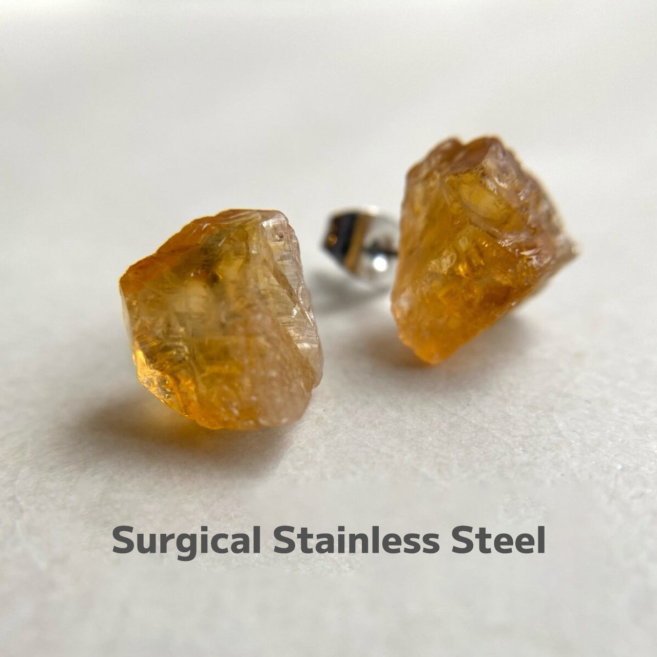 Citrine Raw Stone Earrings | Handmade Natural Stone Jewelry