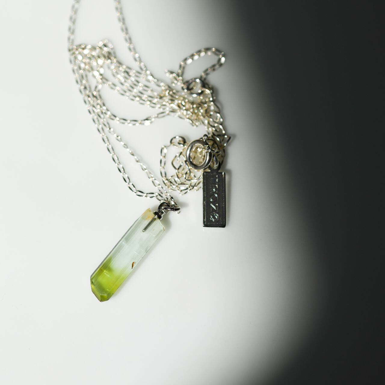 [One of a kind] Tourmaline Raw Stone Sterling Silver Necklace | Handmade Natural Stone Jewelry [Tourmalin Fest]