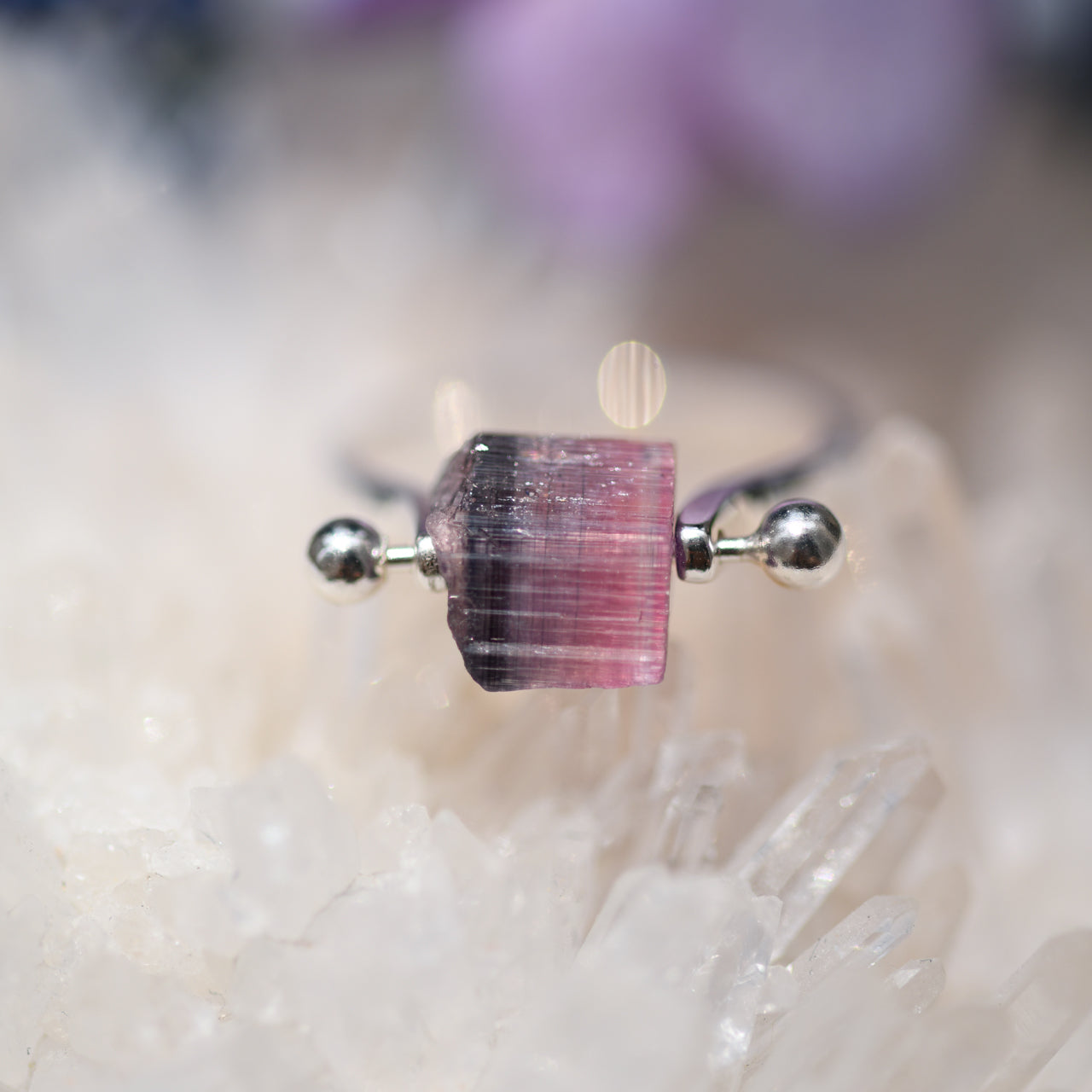 Tourmaline Raw Stone Ring - One of a Kind - handmade natural mineral jewelry by TROZO, made in Japan (view 6)