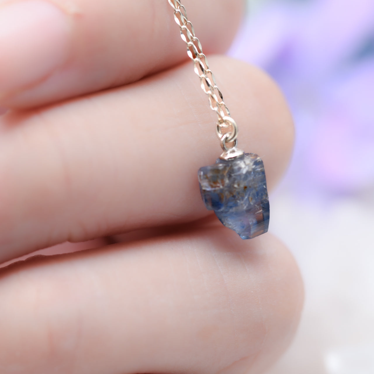 Sapphire Raw Stone Necklace - One of a Kind - handmade natural mineral jewelry by TROZO, made in Japan (view 4)