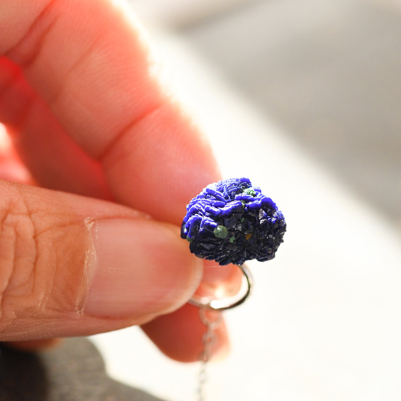 Oil-in-Quartz x Azurite Raw Stone Ear Cuff & Earrings - One of a Kind - handmade natural mineral jewelry by TROZO, made in Japan (view 4)