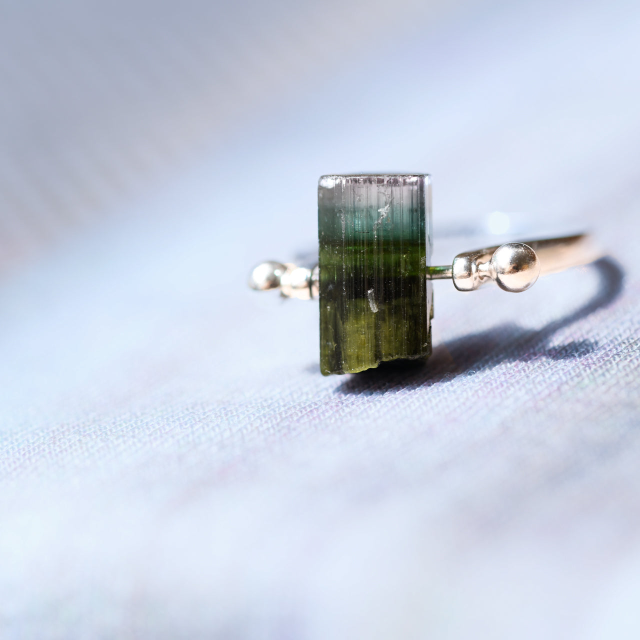 Tourmaline Raw Stone Ring - One of a Kind - handmade natural mineral jewelry by TROZO, made in Japan (view 2)
