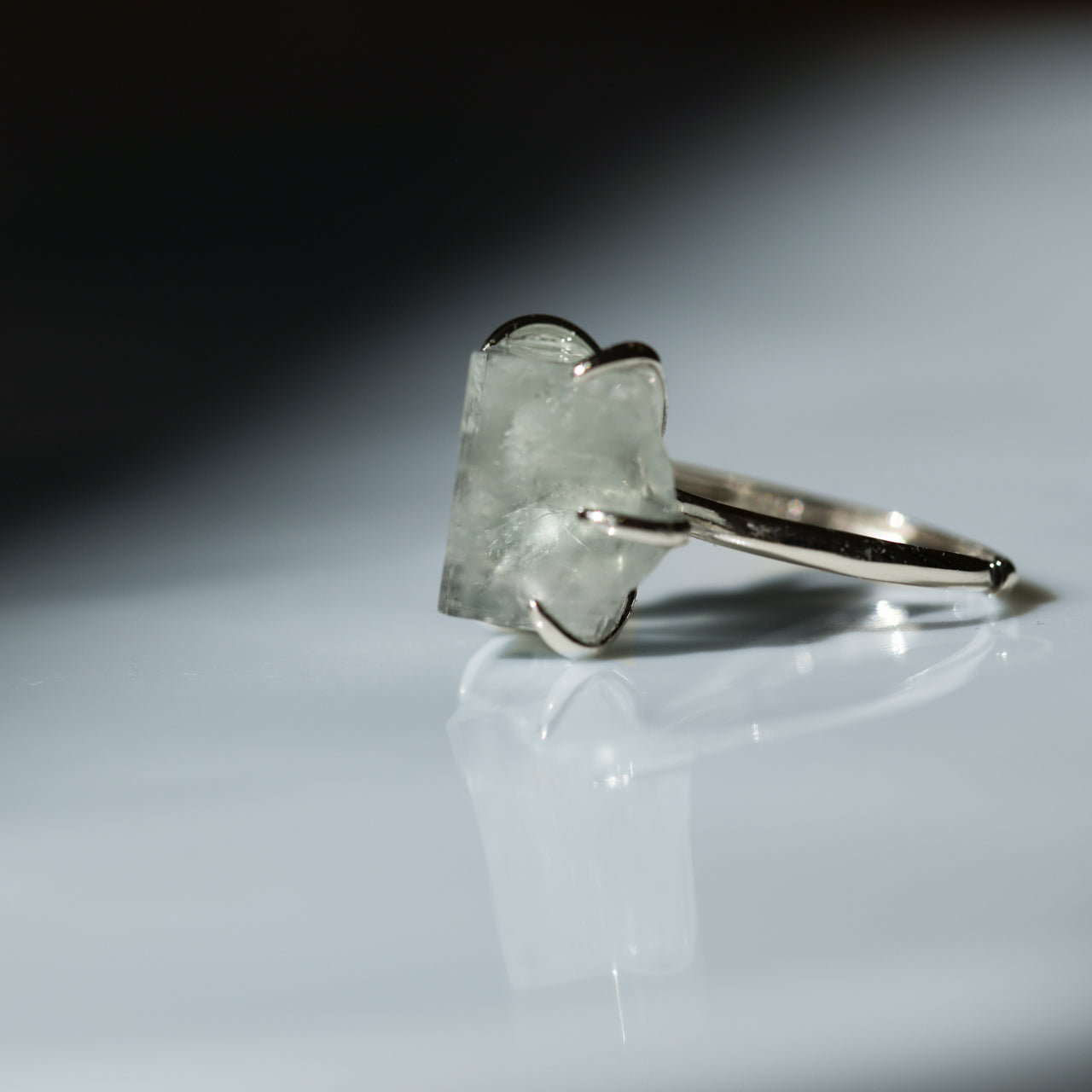 Fluorite Raw Stone Ring - One of a Kind - handmade natural mineral jewelry by TROZO, made in Japan (view 4)