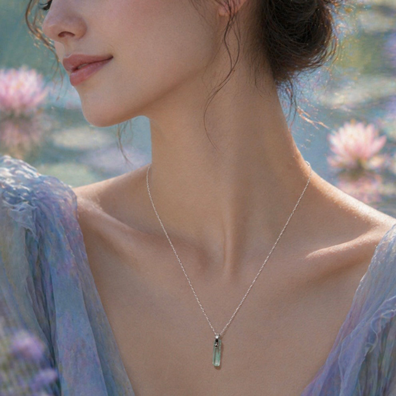 Emerald Raw Stone Necklace - One of a Kind - handmade natural mineral jewelry by TROZO, made in Japan (view 5)