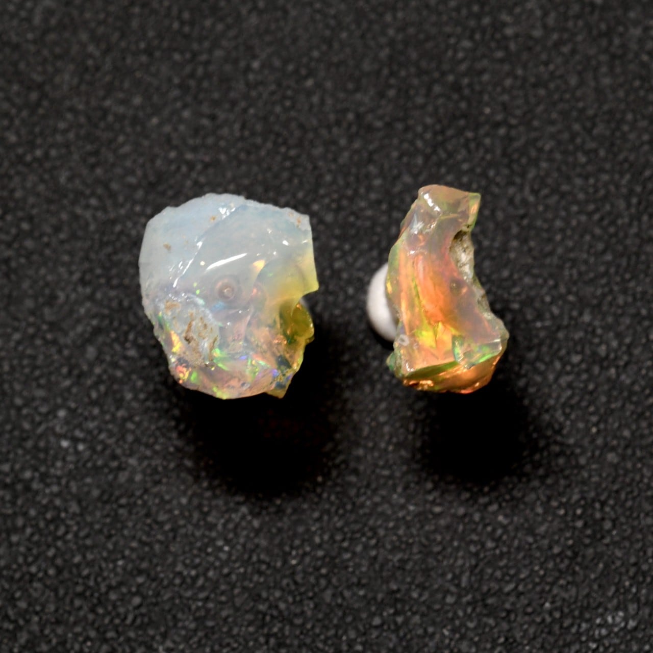 [One of a kind] Ethiopian Opal Raw Stone 18K Earrings | Handmade Natural Stone Jewelry [Opal Fest 2022]