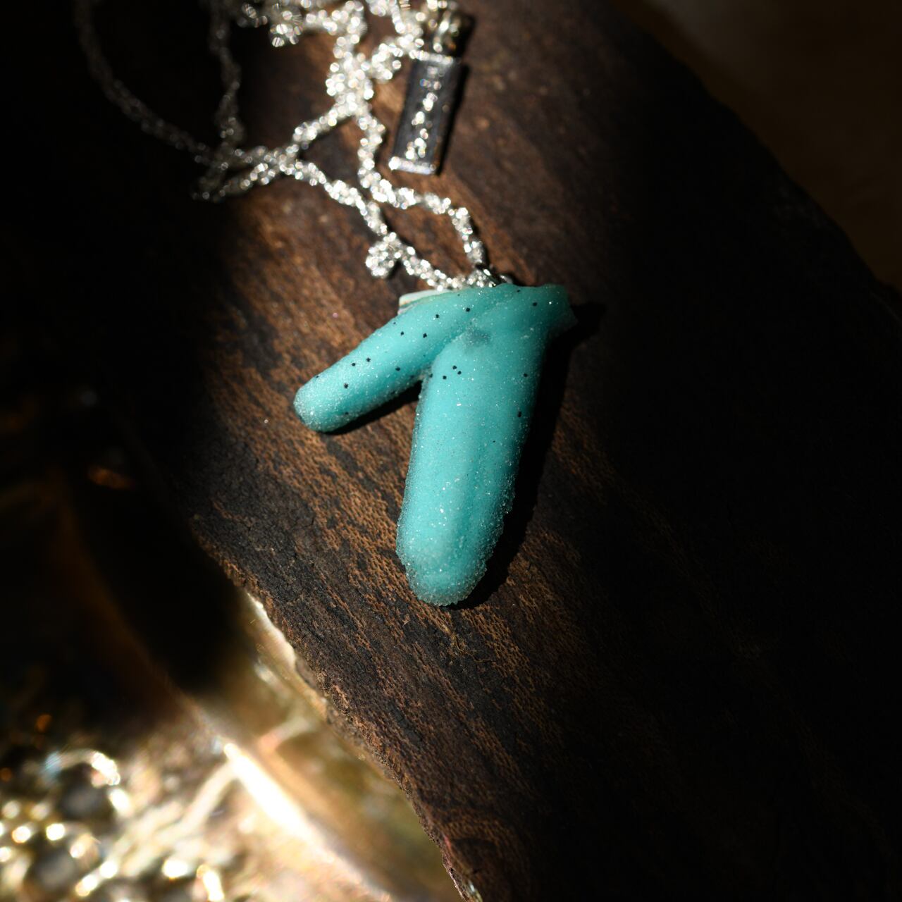 [One of a kind] Chrysocolla Raw Stone Sterling Silver Necklace | Handmade Natural Stone Jewelry [Raindrop Collection]