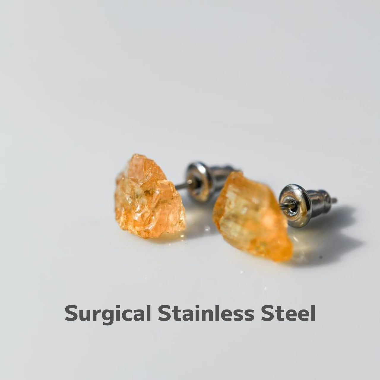 Imperial Topaz Raw Stone Earrings | Handmade Natural Stone Jewelry