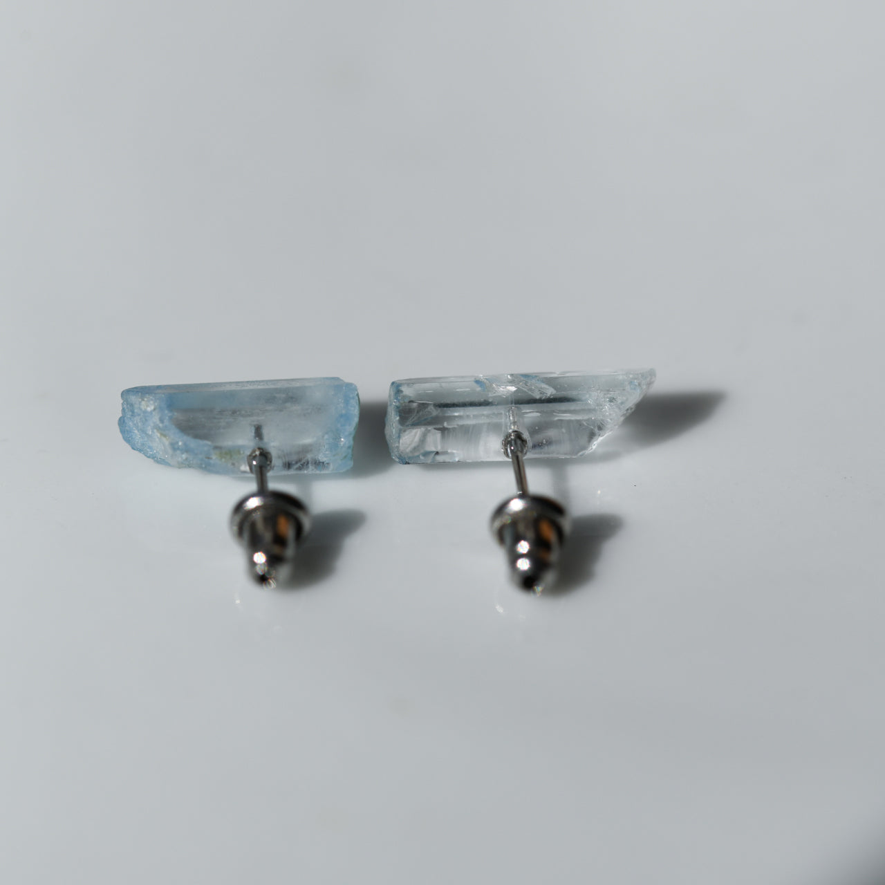 Aquamarine Raw Stone Earrings - One of a Kind - handmade natural mineral jewelry by TROZO, made in Japan (view 4)