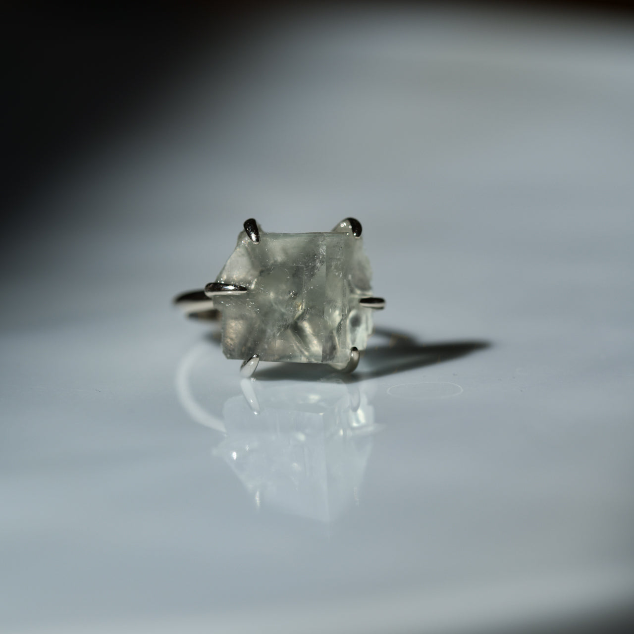 Fluorite Raw Stone Ring - One of a Kind - handmade natural mineral jewelry by TROZO, made in Japan (view 3)