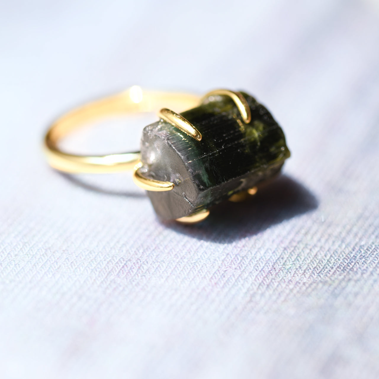Tourmaline Raw Stone Ring - One of a Kind - handmade natural mineral jewelry by TROZO, made in Japan (view 3)