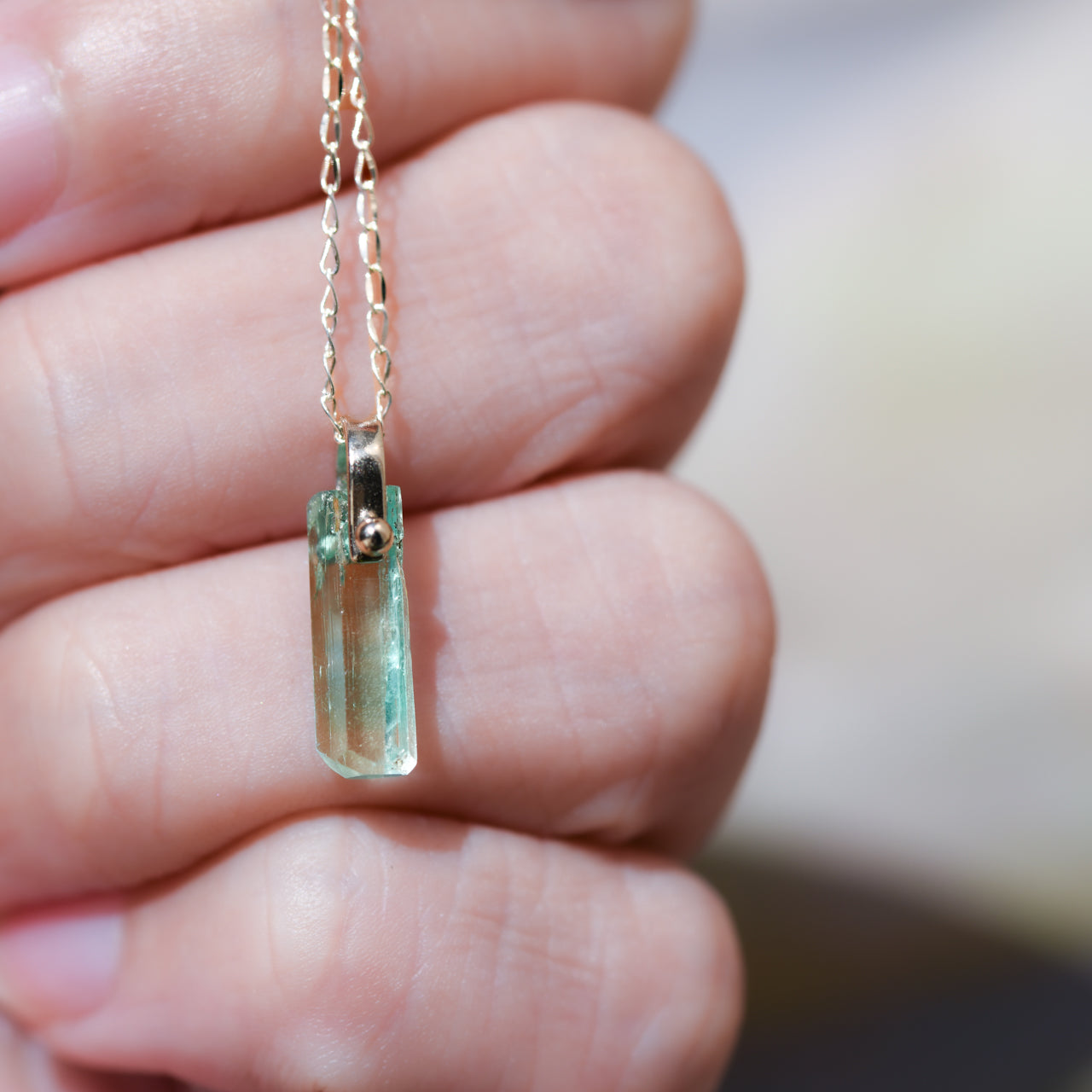 Emerald Raw Stone Necklace - One of a Kind - handmade natural mineral jewelry by TROZO, made in Japan (view 3)