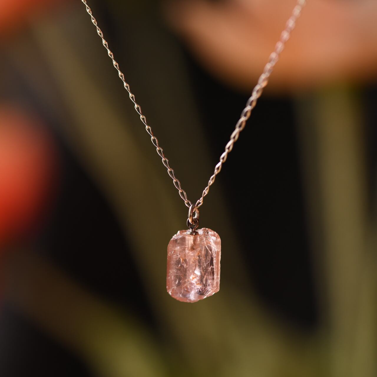 [One of a kind] imperial Topaz Raw Stone Sterling Silver Necklace | Handmade Natural Stone Jewelry [Poppy Collection]