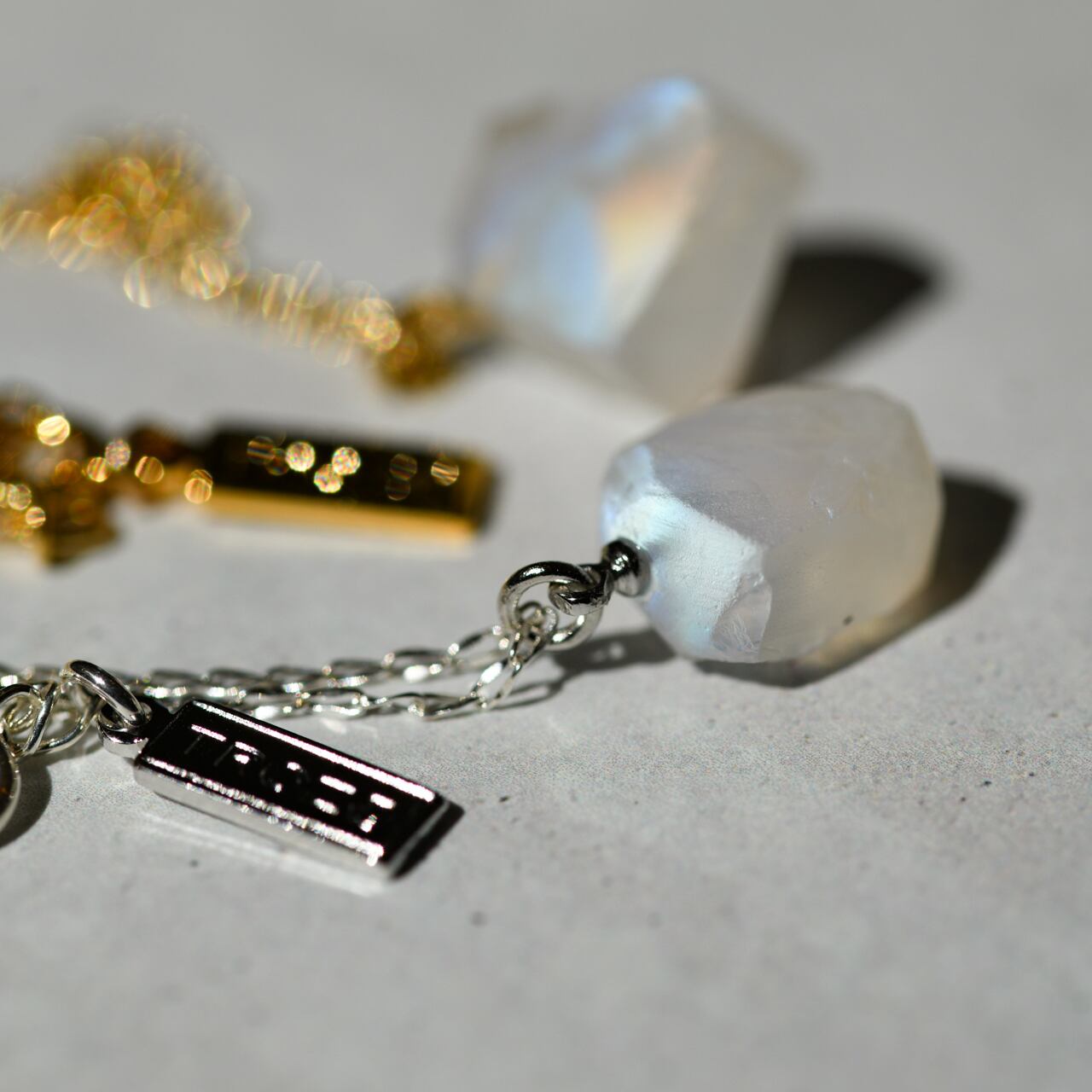 Moonstone Raw Stone Necklace | Handmade Natural Stone Jewelry