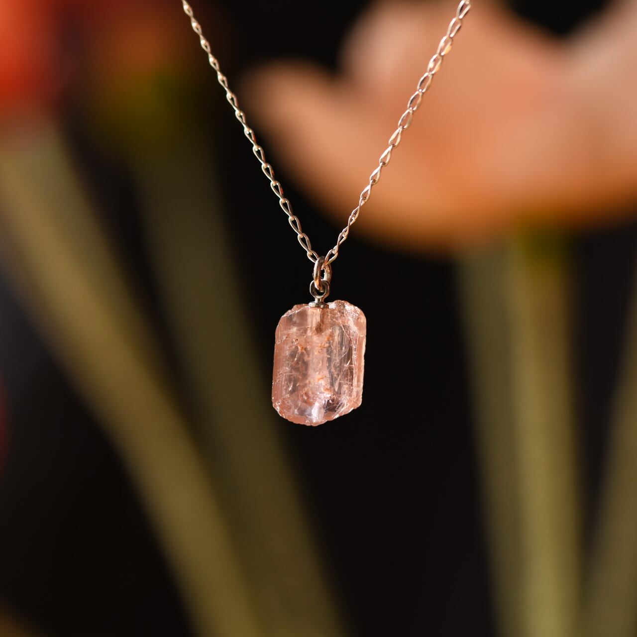 [One of a kind] imperial Topaz Raw Stone Sterling Silver Necklace | Handmade Natural Stone Jewelry [Poppy Collection]