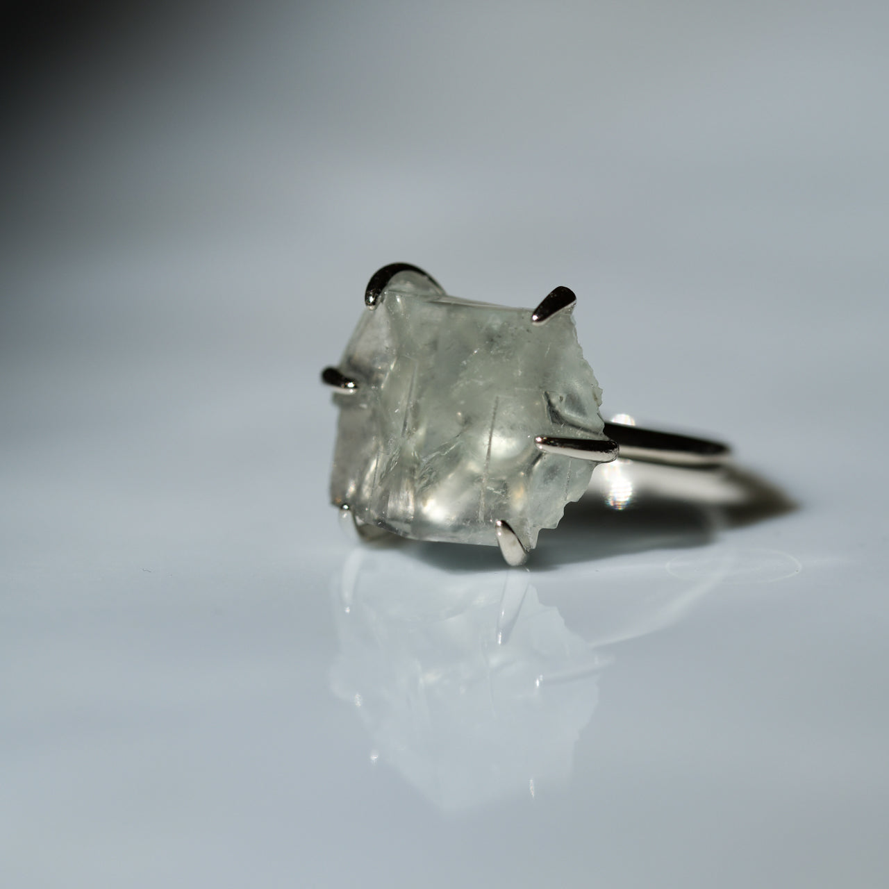 Fluorite Raw Stone Ring - One of a Kind - handmade natural mineral jewelry by TROZO, made in Japan (view 2)
