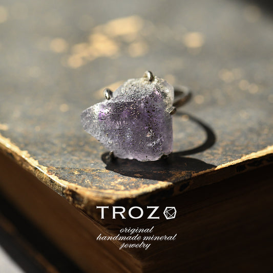 Fluorite Raw Stone Ring - One of a Kind - handmade natural mineral jewelry by TROZO, made in Japan (view 1)