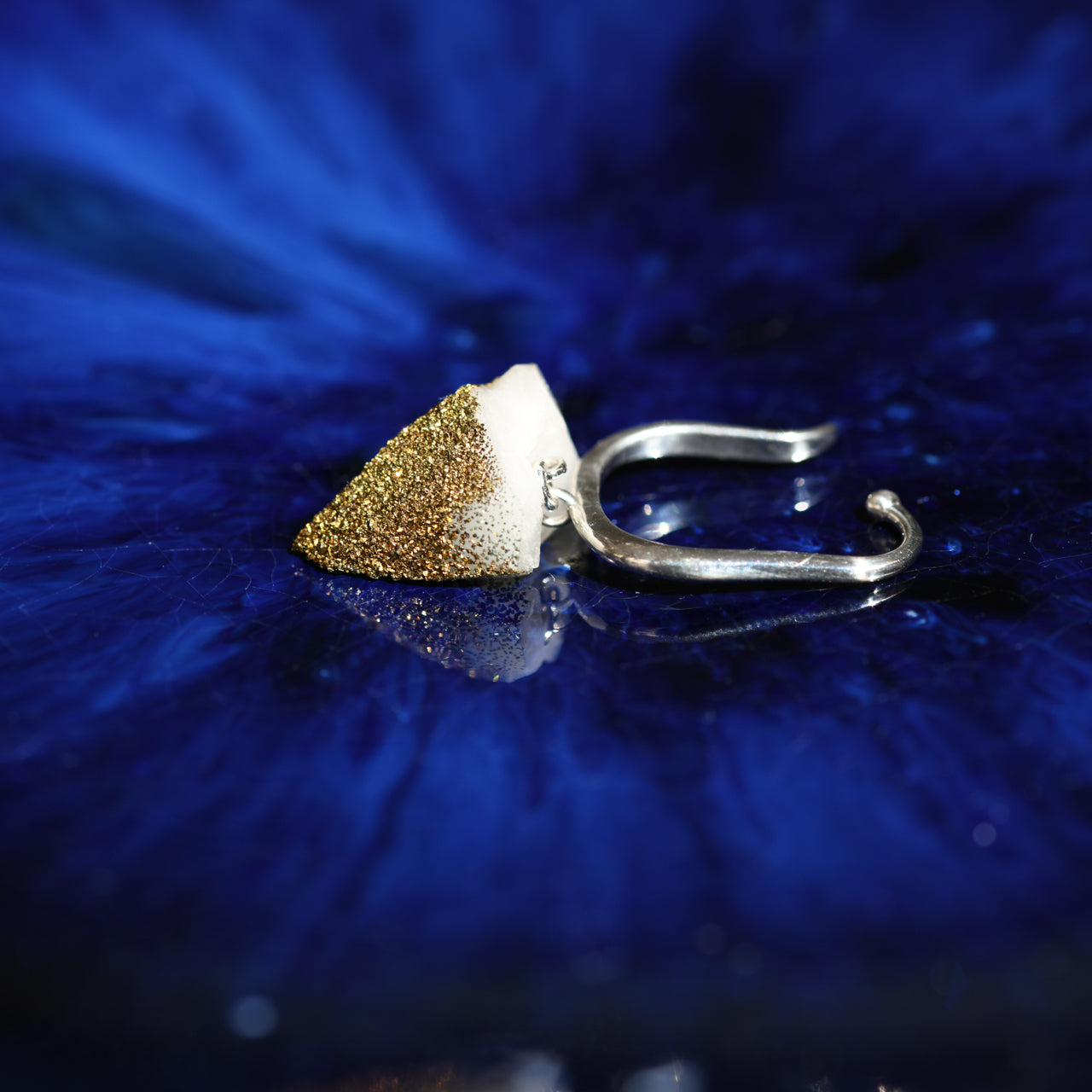 Calcite Raw Stone Ear Cuff - One of a Kind - handmade natural mineral jewelry by TROZO, made in Japan (view 3)