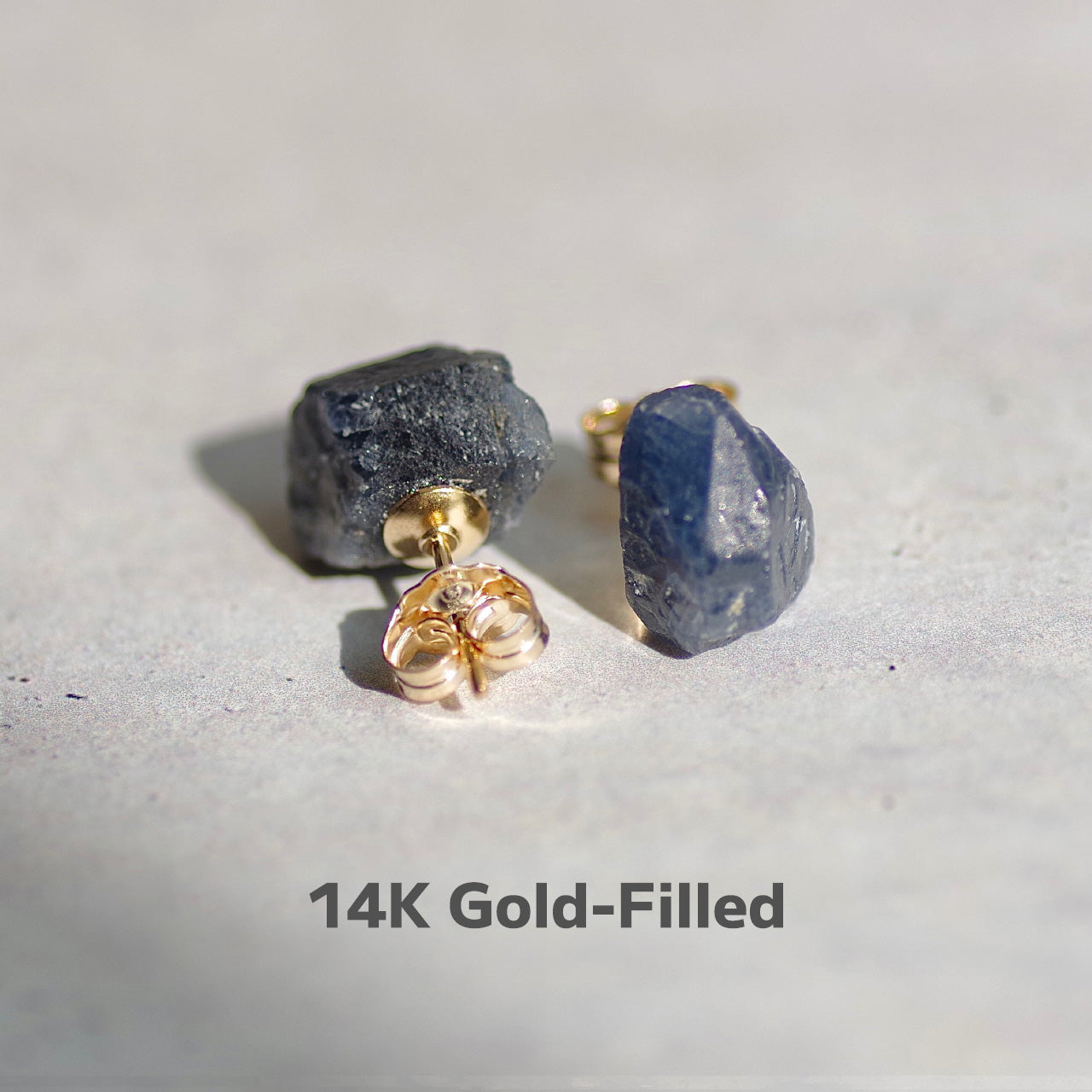 Sapphire Raw Stone Earrings | Handmade Natural Stone Jewelry