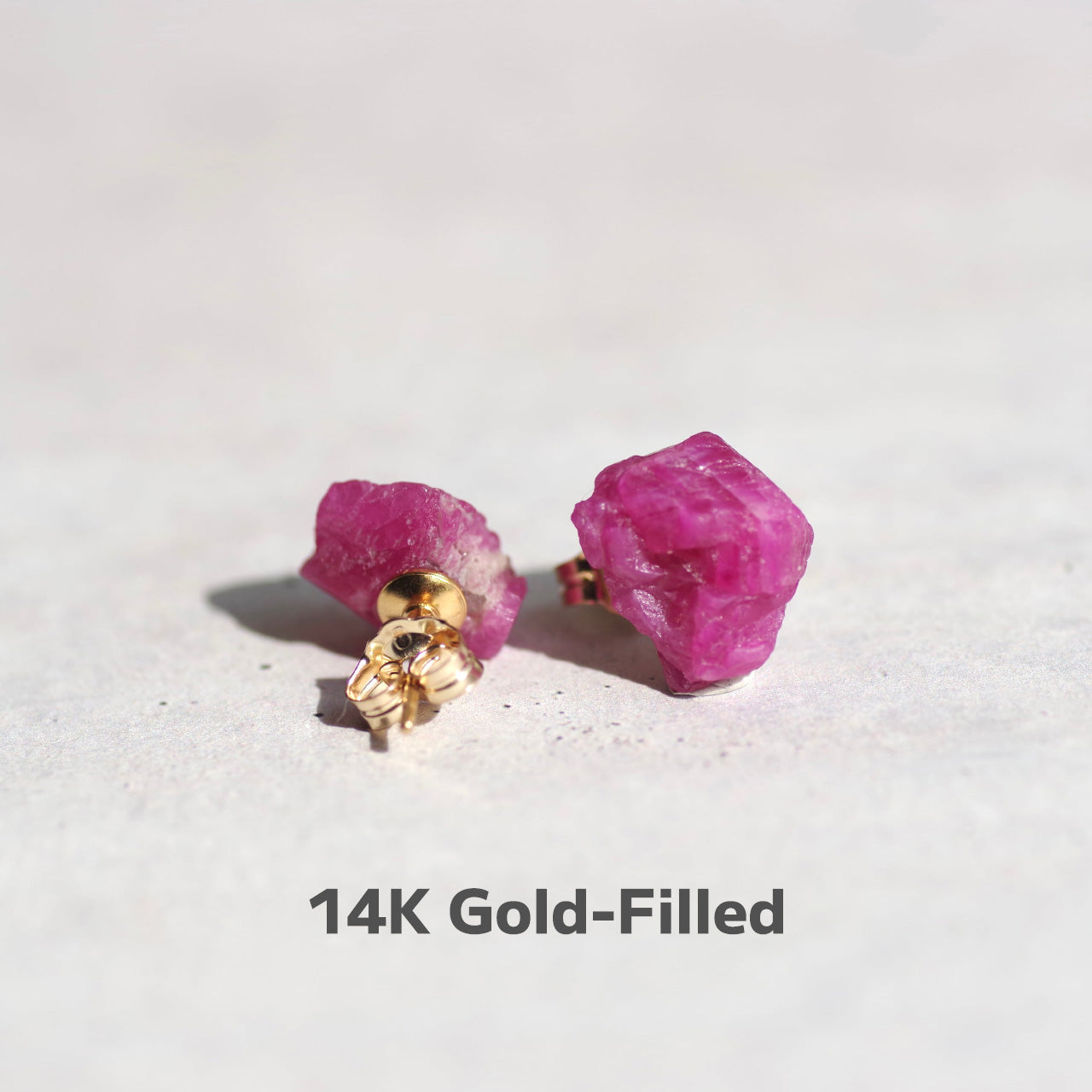 Ruby Raw Stone Earrings | Handmade Natural Stone Jewelry