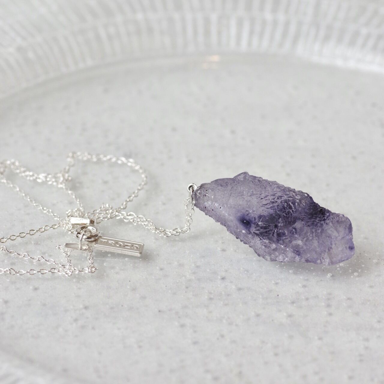 [One of a kind] Fluorite Raw Stone Sterling Silver Necklace | Handmade Natural Stone Jewelry [HAMON Collection]