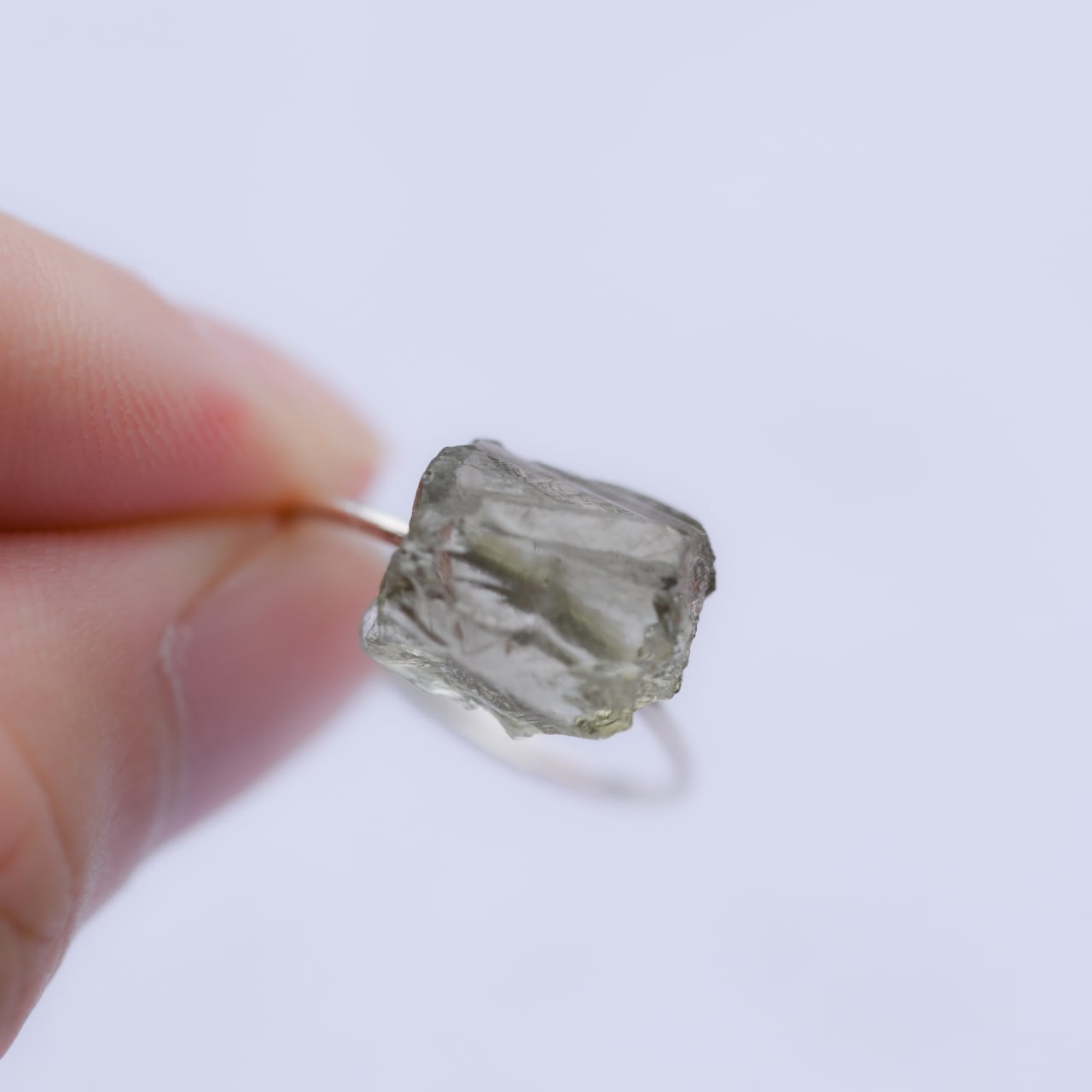 Green Amethyst Raw Stone Ring | Handmade Natural Stone Jewelry