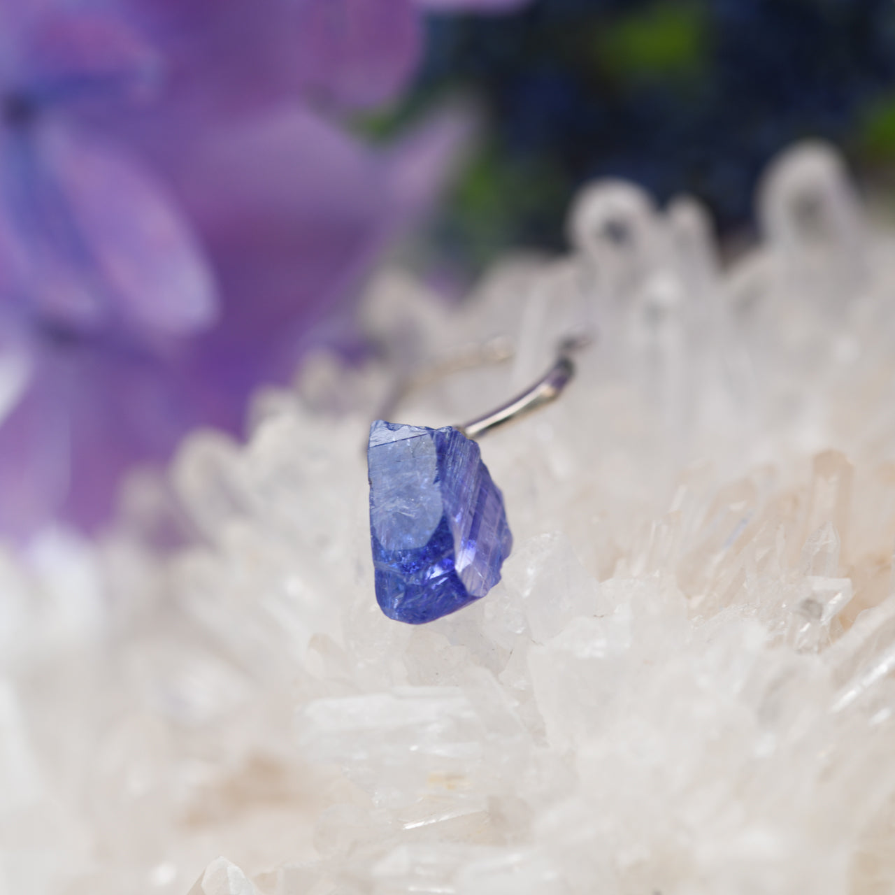 Tanzanite Raw Stone Ear Cuff - One of a Kind - handmade natural mineral jewelry by TROZO, made in Japan (view 5)