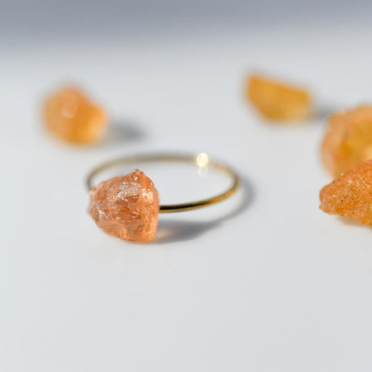 Imperial Topaz Raw Stone Ring | Handmade Natural Stone Jewelry