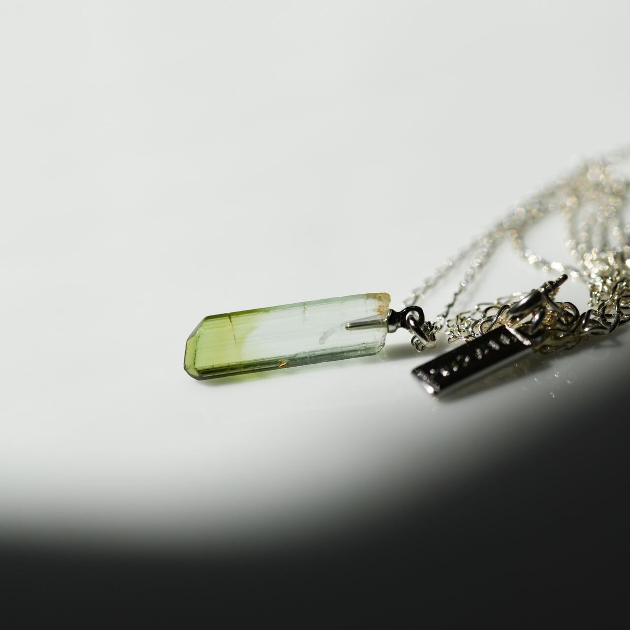 [One of a kind] Tourmaline Raw Stone Sterling Silver Necklace | Handmade Natural Stone Jewelry [Tourmalin Fest]