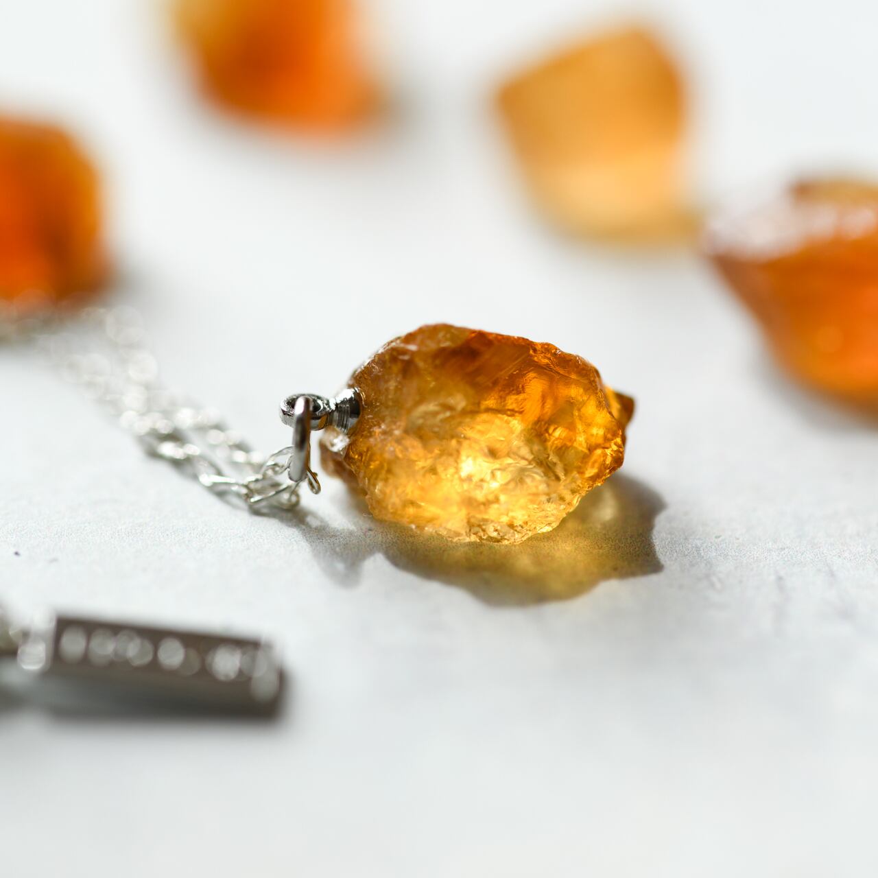 Citrine Raw Stone Necklace | Handmade Natural Stone Jewelry