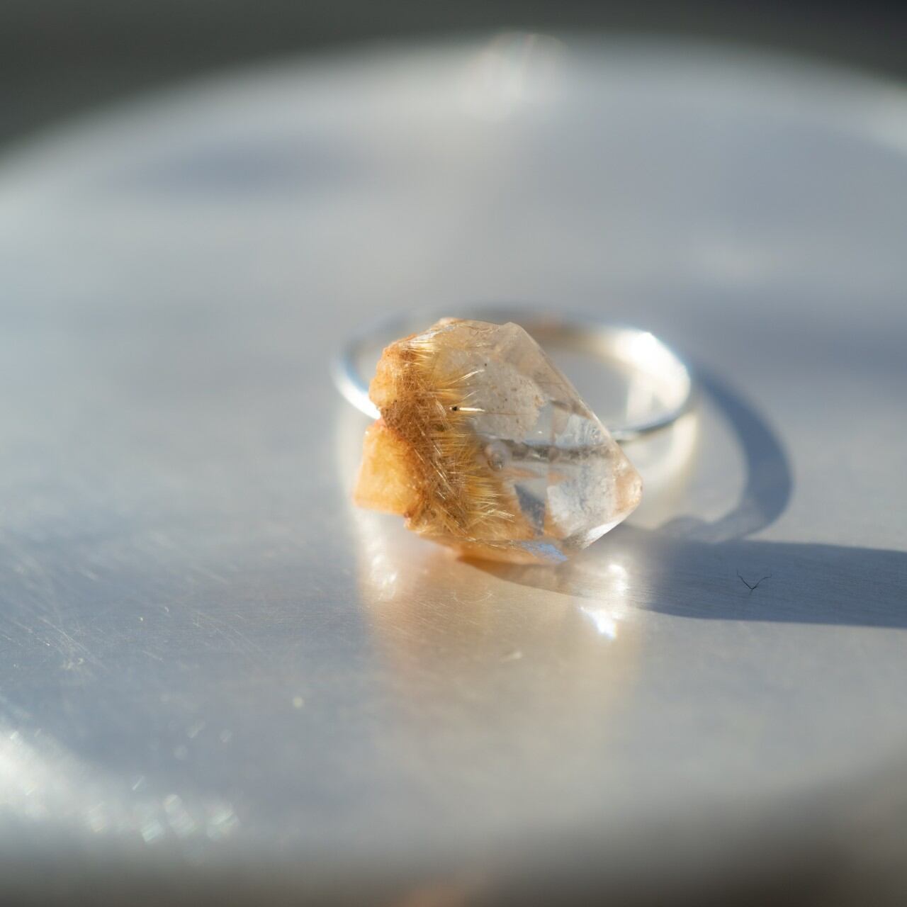 [One of a kind] Rutile Quartz Raw Stone Ring | Handmade Natural Stone Jewelry [Stay Gold Collection]