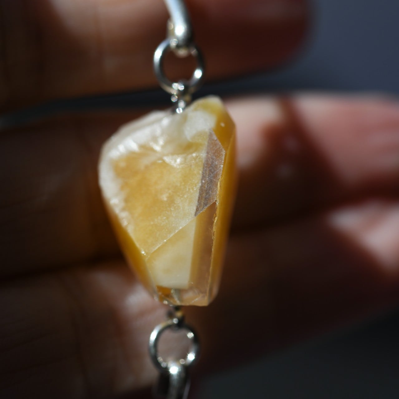 [One of a kind] Mango Quartz Raw Stone Sterling Silver Bracelet | Handmade Natural Stone Jewelry [Stay Gold Collection]