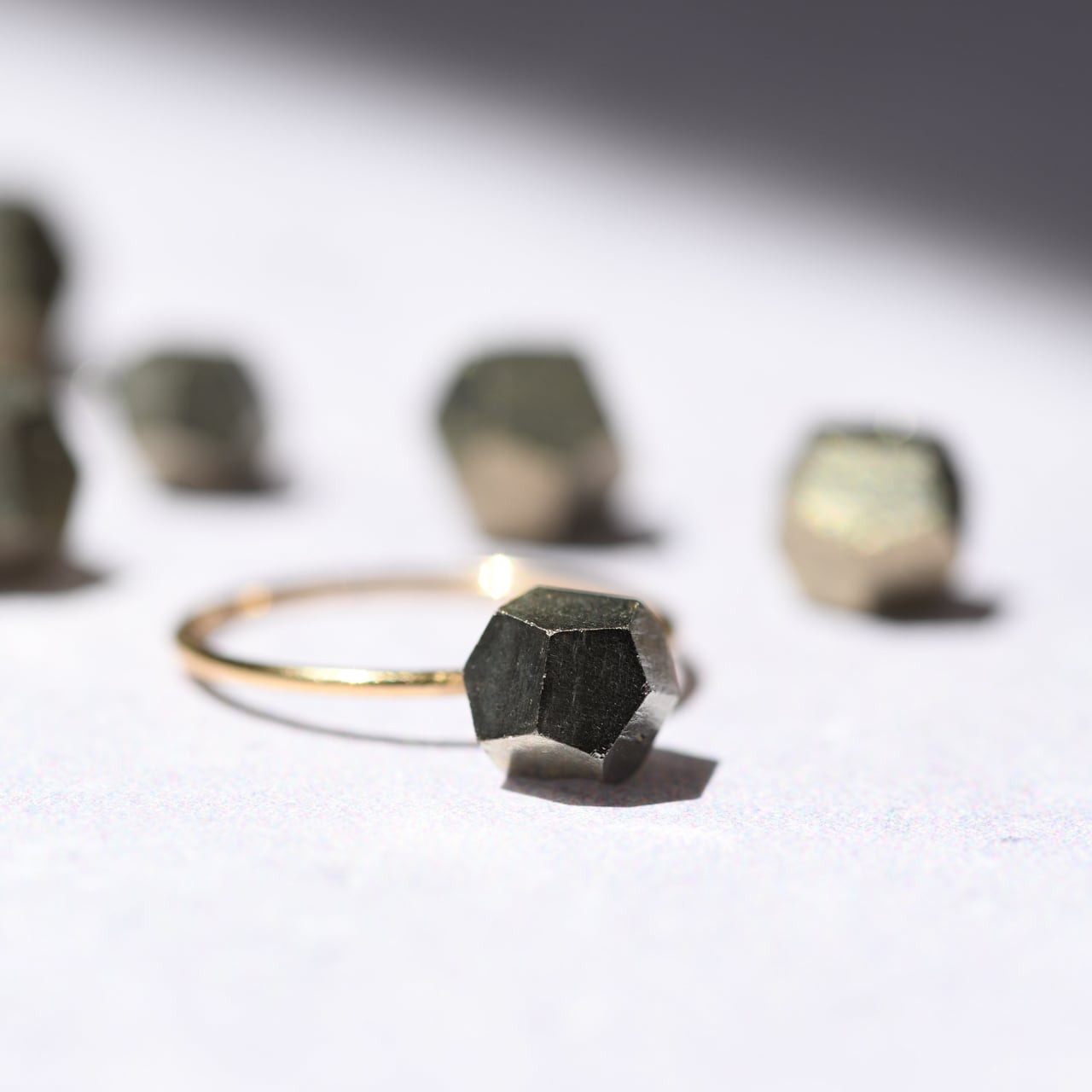 Pyrite (Dodecahedral) Raw Stone Ring | Handmade Natural Stone Jewelry