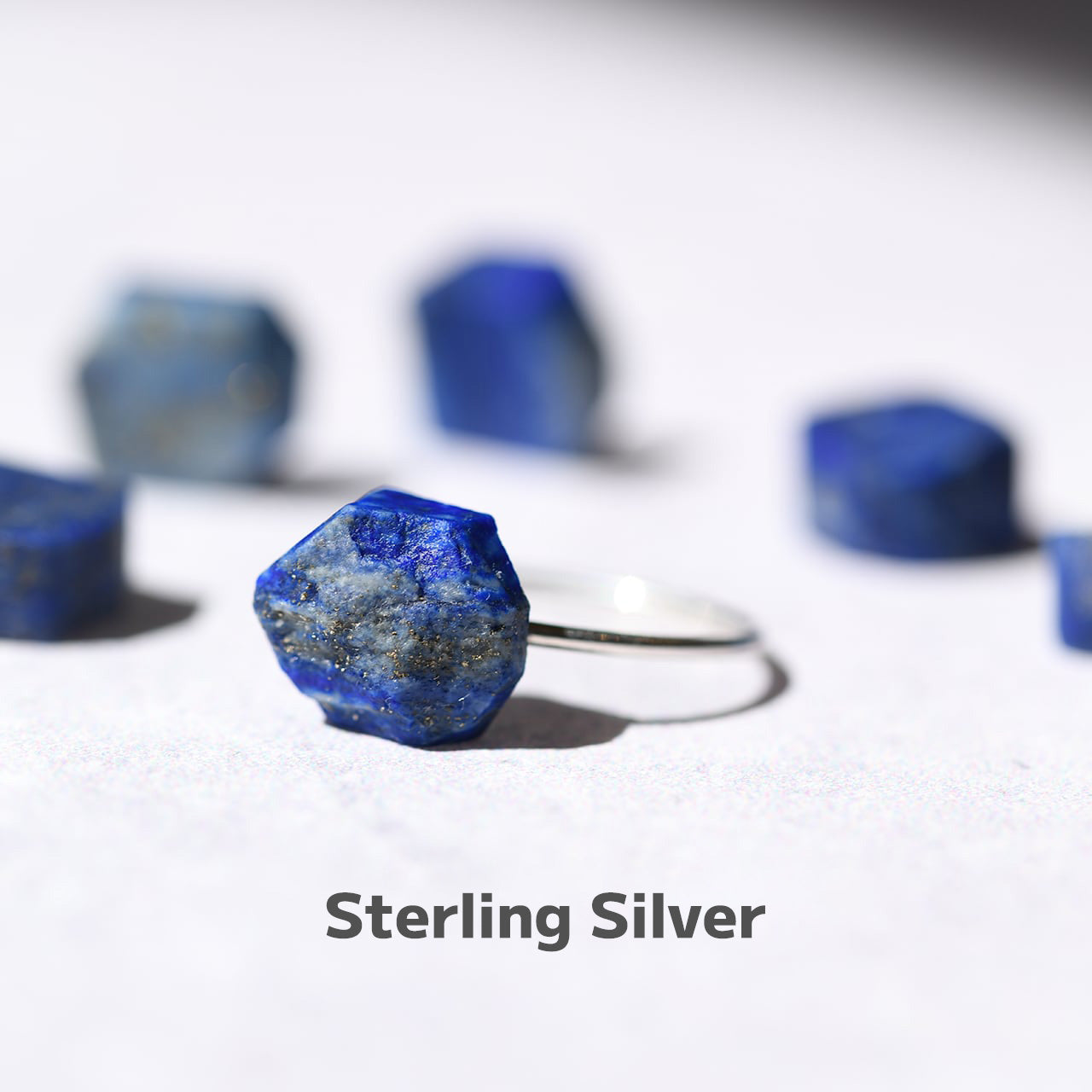 Lapis Lazuli Raw Stone Ring | Handmade Natural Stone Jewelry