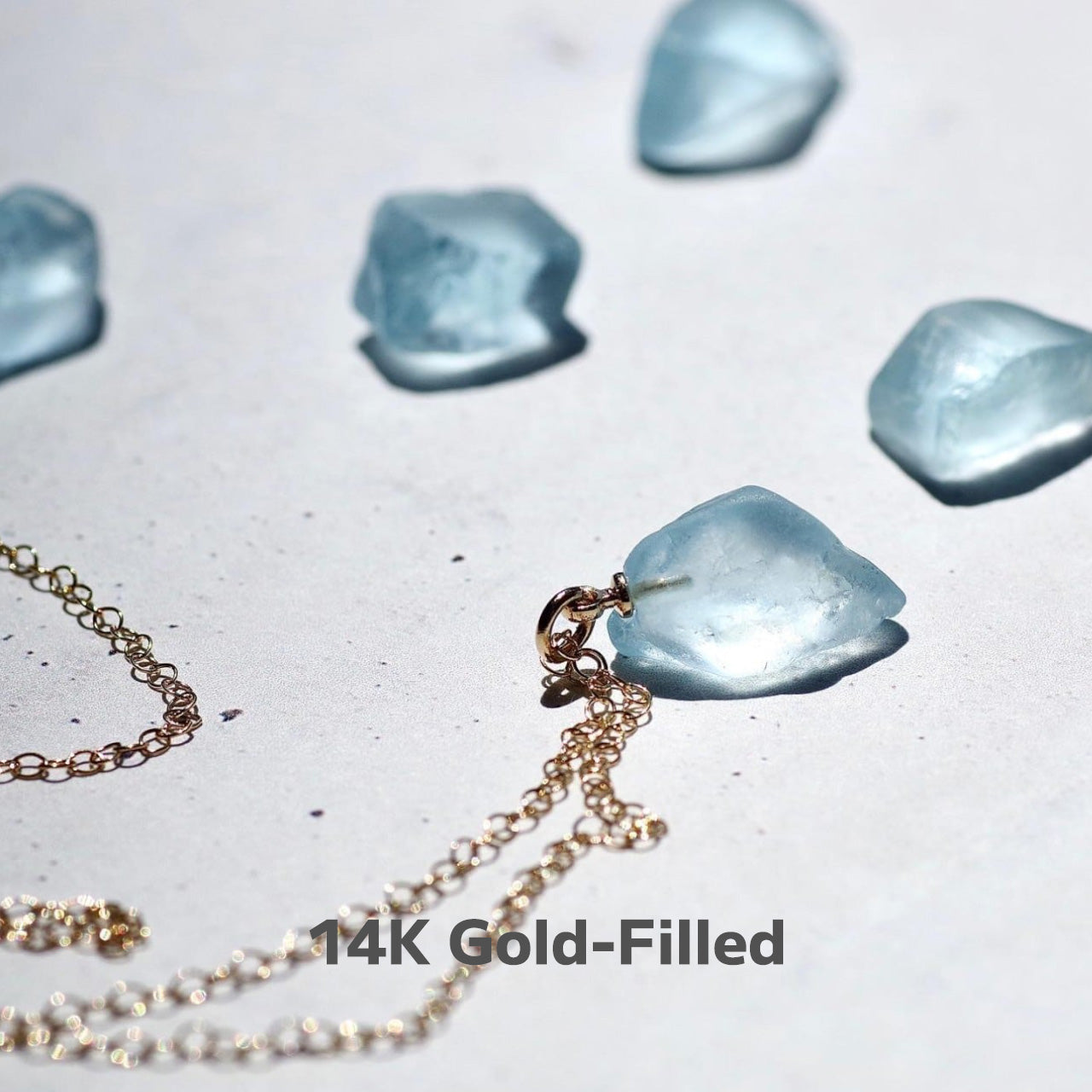 Blue Topaz (Irradiated) Raw Stone Necklace | Handmade Natural Stone Jewelry