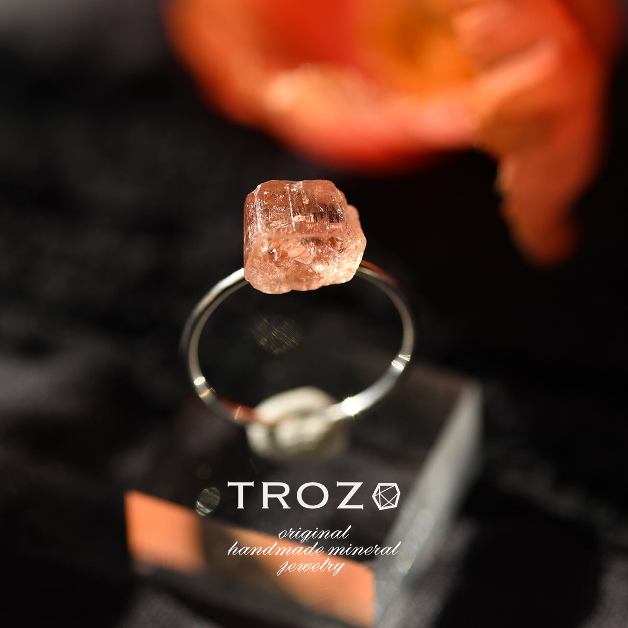 [One of a kind] Imperial Topaz Raw Stone Ring | Handmade Natural Stone Jewelry [Poppy Collection]