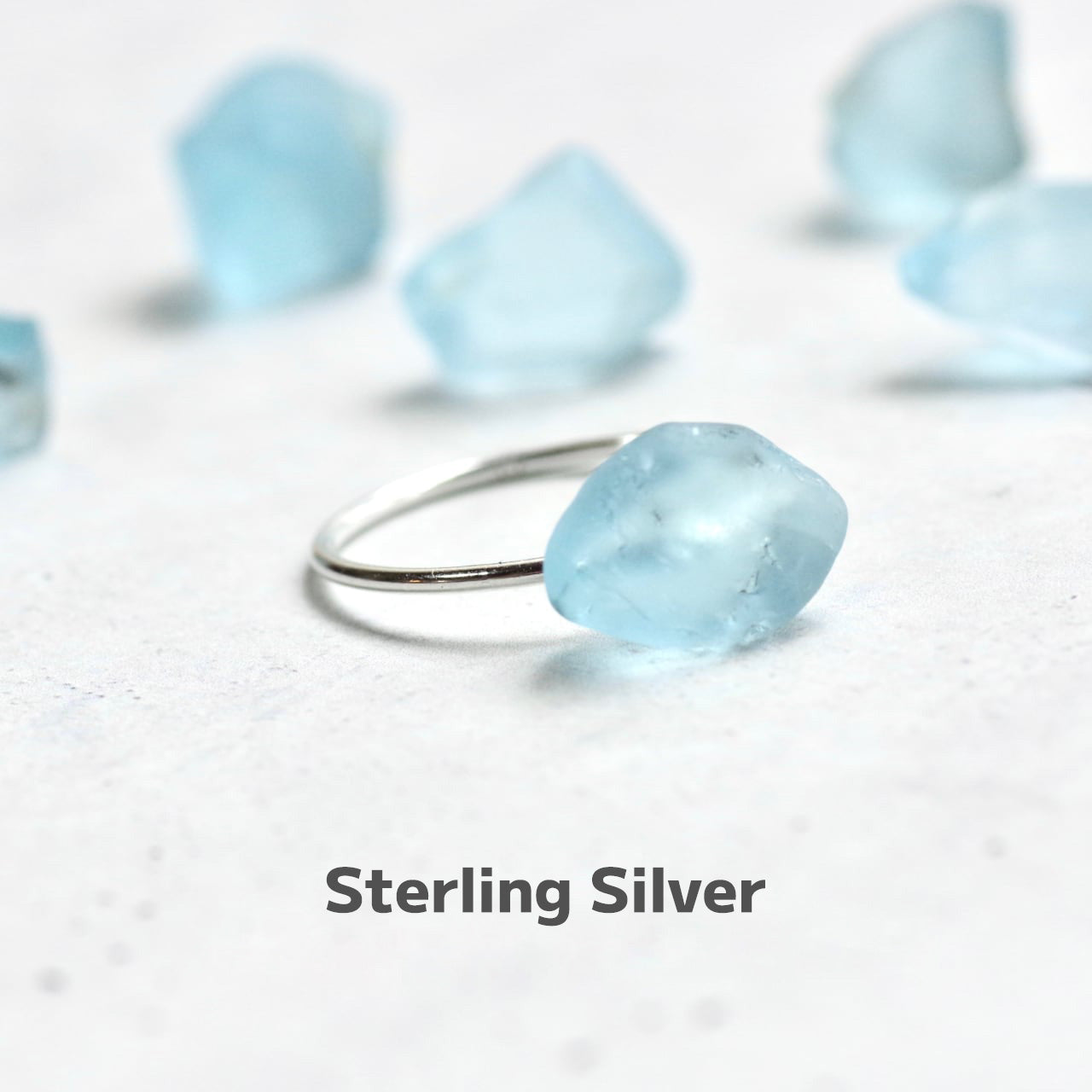 Blue Topaz (Irradiated) Raw Stone Ring | Handmade Natural Stone Jewelry